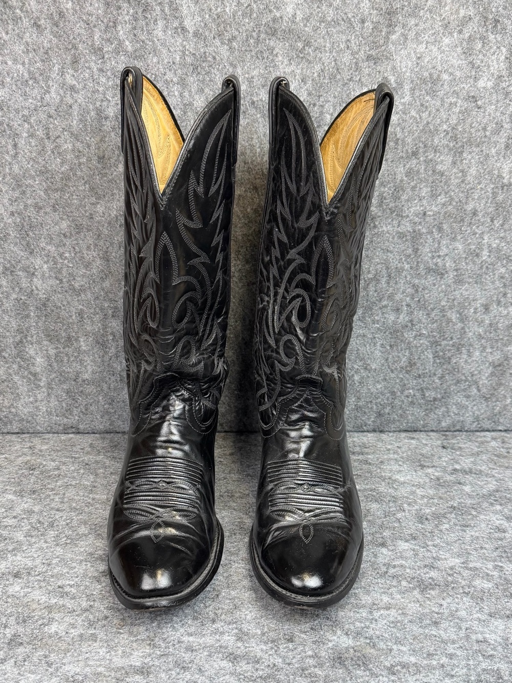 Vintage Boots Black Leather Western Cowboy Men’s Boots Size 9D